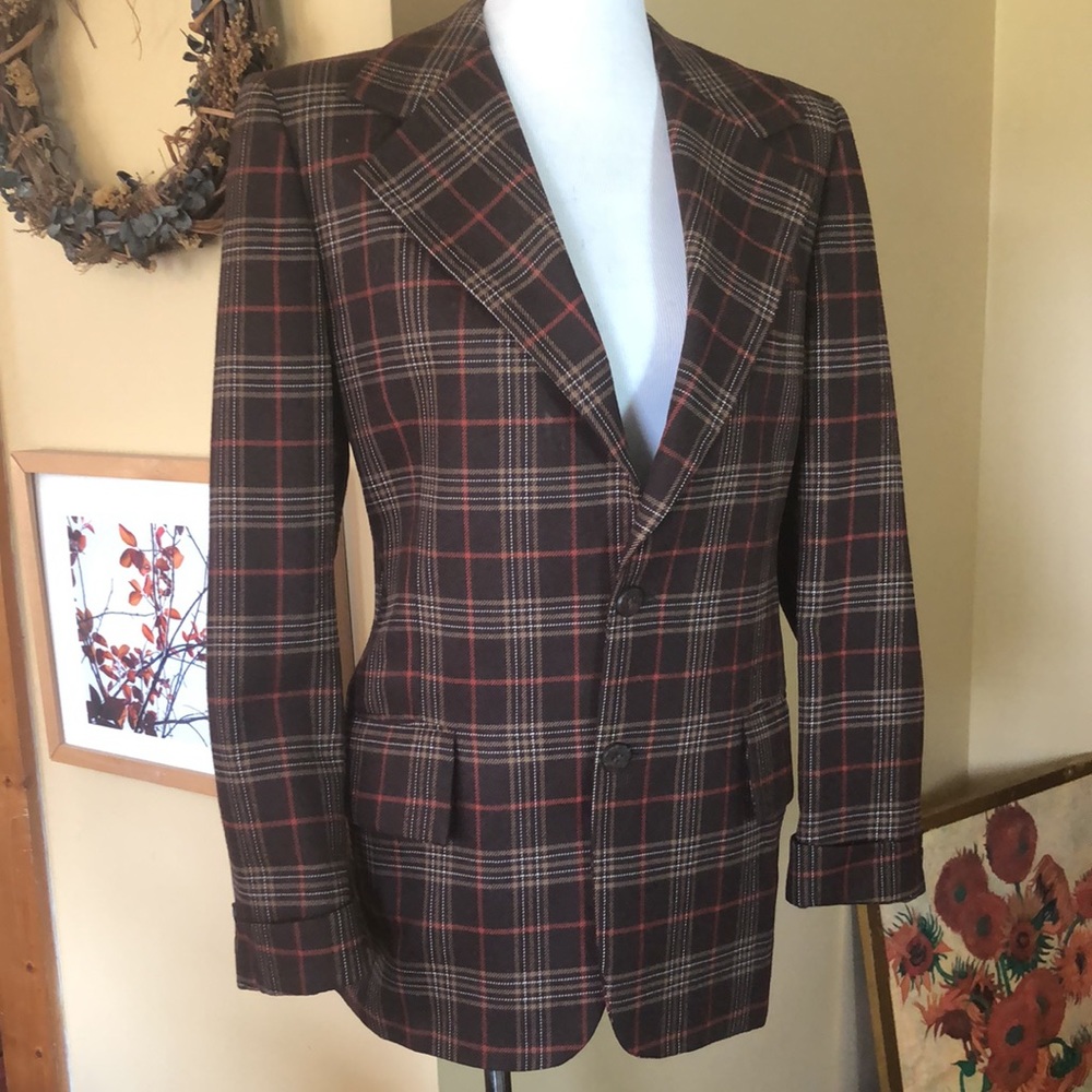 Vintage 60s OSCAR DE LA RENTA Size 39R Luxe Plaid Sportjacket MAD MEN Don Draper
